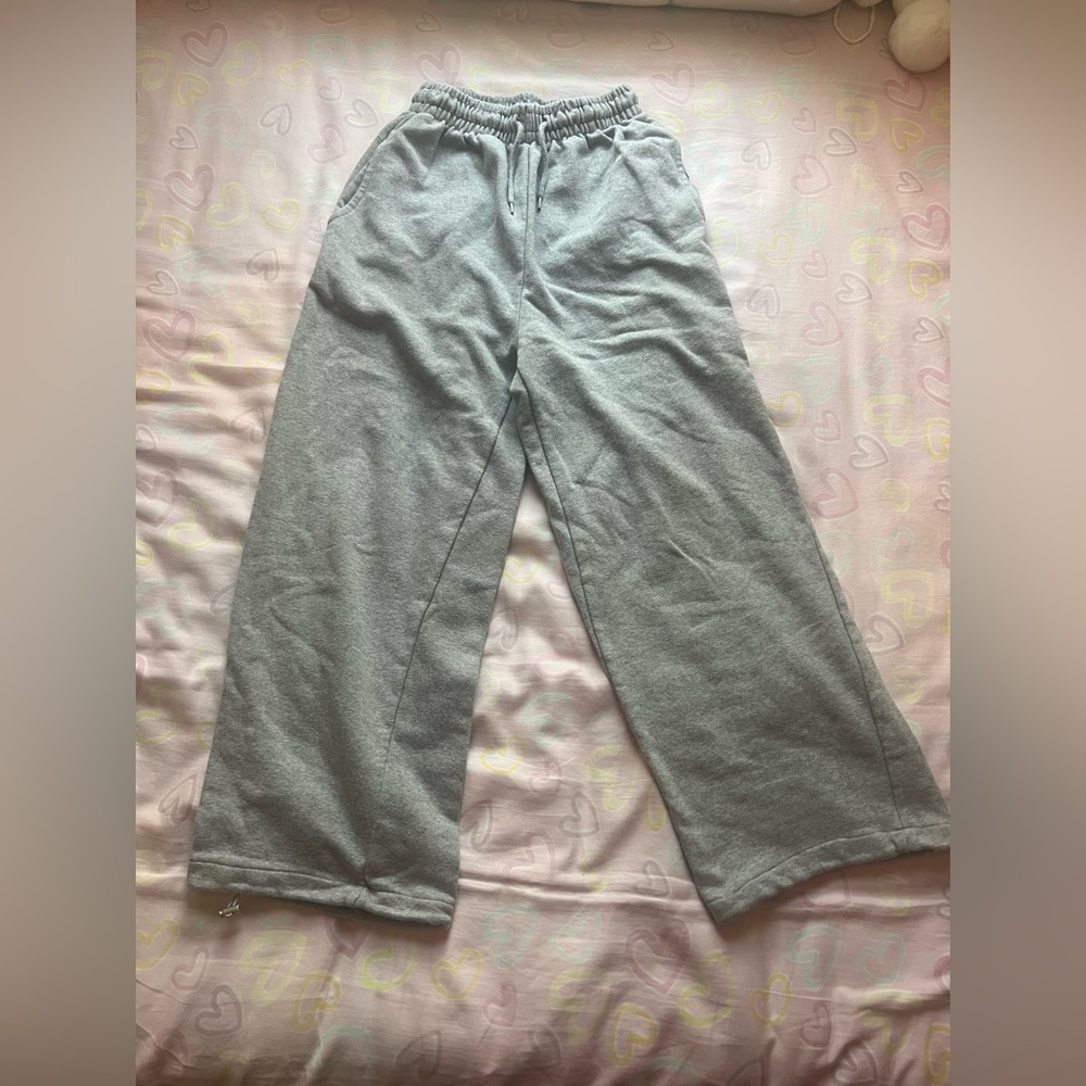 LEWKIN Grey Wide Leg Sweatpants Size Large